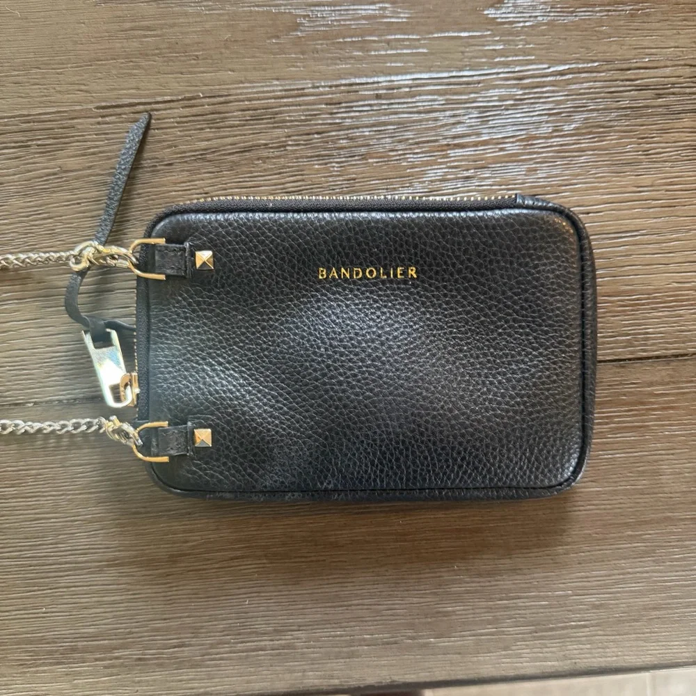 Bandolier EXPANDED POUCH Top Grain Leather Expanded Zip Pouch in Black/Gold - Picture 4 of 9